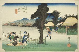Minakuchi : Copeaux de gourde séchée, une spécialité locale, de la série "Les Cinquante-trois Stations du Tokaido" - Utagawa Hiroshige