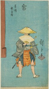Miya : Kagekiyo visitant le temple Kannon, section de la feuille n° 12 de la série "Images des cinquante-trois stations de la route Tokaido" - Utagawa Hiroshige