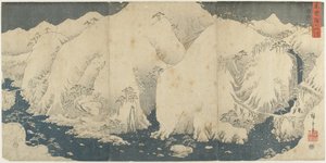Montagne et rivière au col de Kiso, août 1857
