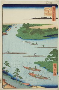 Embouchure de la rivière Nakawaga (Nakagawaguchi), n° 70 de la série "Cent vues célèbres d
