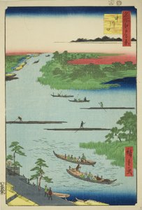 Embouchure de la rivière Nakawaga (Nakagawaguchi), de la série "Cent vues célèbres d