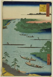 Embouchure de la rivière Nakawaga (Nakagawaguchi), de la série "Cent vues célèbres d
