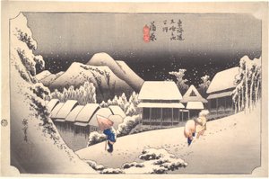 Neige nocturne à Kambara : Cinquante-trois stations du Tokaido