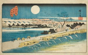 Digue Nihon près de Yoshiwara (Yoshiwara Nihon-zutsumi), de la série "Lieux Célèbres à Edo (Koto meisho)" - Utagawa Hiroshige