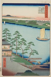 Bac de Niijuku (Niijuku no watashi), n° 93 de la série "Cent vues célèbres d