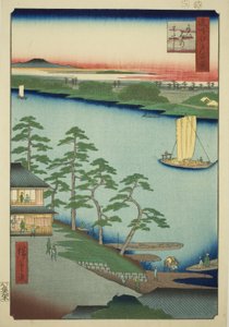 Niijuku Ferry (Niijuku no watashi), de la série "Cent vues célèbres d
