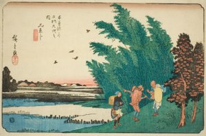 No. 56 : Mieji, de la série "Soixante-neuf Stations du Kisokaido (Kisokaido rokujukyu tsugi no uchi)" - Utagawa Hiroshige