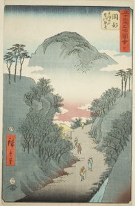 Okabe : Route étroite couverte de lierre au mont Utsu, n° 22 de la série "Sites célèbres des cinquante-trois stations" - Utagawa Hiroshige