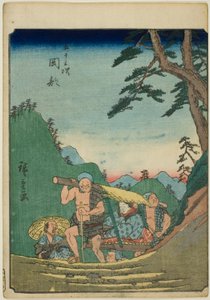 Okabe, de la série "Les cinquante-trois stations [du Tokaido] (Gojusan tsugi)", également connue sous le nom de Tokaido des figures (Jinbutsu Tokaido)