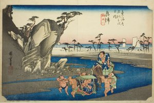 Okitsu : La rivière Okitsu, de la série "Les cinquante-trois stations de la route du Tokaido" - Utagawa Hiroshige