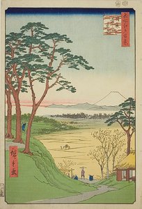 Maison de thé du vieil homme, Meguro (Meguro Jijigachaya), n° 84 de la série "Cent vues célèbres d