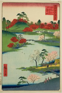 Ouverture du jardin au sanctuaire Fukagawa Hachiman, de la série "Cent vues célèbres d