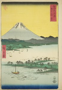 Plage de pins à Miho dans la province de Suruga (Suruga Miho no matsubara), de la série "Trente-six vues du mont Fuji (Fuji sanjurokkei)"