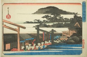 Précincts du sanctuaire Shiba Shinmei (Shiba Shinmei keidai), de la série "Lieux célèbres de la capitale orientale (Toto meisho)" - Utagawa Hiroshige
