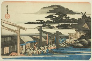 Enceintes du sanctuaire Shiba Shinmei (Shiba Shinmei keidai), de la série "Lieux célèbres de la capitale orientale (Toto meisho)" - Utagawa Hiroshige
