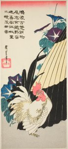 Coq, parapluie et gloires du matin - Utagawa Hiroshige