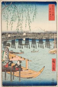 Pont de Ryogoku dans la capitale orientale (Toto Ryogoku), de la série "Trente-six vues du mont Fuji (Fuji sanjurokkei)"