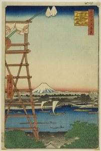Ryogoku Ekoin et pont Moto-Yanagi (Ryogoku Ekoin Moto-Yanagibashi), de la série "Cent vues célèbres d