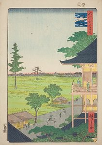 Salle Sazai du temple des Cinq Cents Rakan (Gohyaku Rakan Sazaido), n° 66 de la série "Cent vues célèbres d