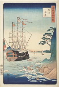 Rivage à Taish de la série Cent vues de lieux célèbres dans diverses provinces, c.1850