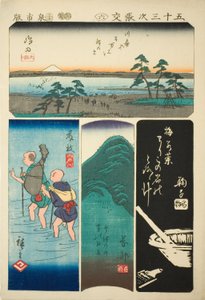 Shimada, Fujieda, Okabe et Mariko, no. 6 de la série "Découpages des cinquante-trois stations" - Utagawa Hiroshige