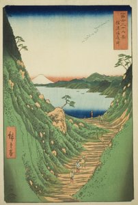 Le col de Shiojiri dans la province de Shinano, de la série "Trente-six vues du mont Fuji" - Utagawa Hiroshige