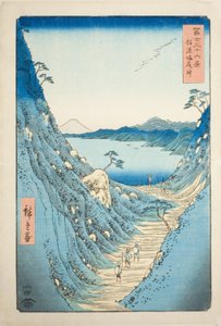 Col de Shiojiri dans la province de Shinano (Shinano Shiojiri toge), de la série "Trente-six vues du mont Fuji (Fuji sanjurokkei)" - Utagawa Hiroshige