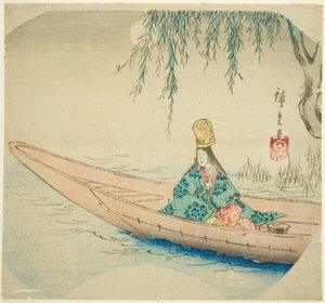 Danseuse Shirabyoshi dans un bateau Asazuma - Utagawa Hiroshige