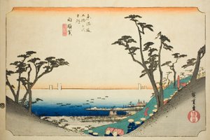 Shirasuka : Vue de la pente de Shiomi, de la série "Les cinquante-trois stations du Tokaido"