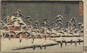 Vue de Neige du Temple Zojoji à Shiba, 1847-1852 - Utagawa Hiroshige