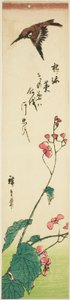 Moineau volant au-dessus des bégonias - Utagawa Hiroshige
