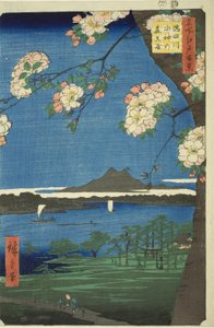 Sanctuaire Suijin et Massaki sur la rivière Sumida (Sumidagawa Suijin no mori Massaki), de la série "Cent vues célèbres d