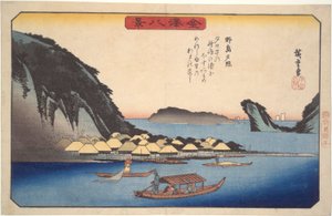 Coucher de soleil à Nojima : Huit vues de Kanazawa - Utagawa Hiroshige
