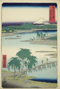 Rivière Tama dans la province de Musashi (Musashi Tamagawa), de la série "Trente-six vues du mont Fuji (Fuji sanjurokkei)" - Utagawa Hiroshige