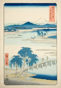 Rivière Tama dans la province de Musashi, de la série "Trente-six vues du mont Fuji" - Utagawa Hiroshige