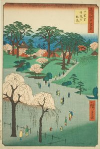 Jardins du temple à Nippori (Nippori jiin no rinsen), de la série "Cent vues célèbres d