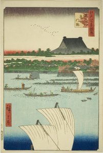 Teppozu et le temple Tsukiji Honganji (Teppozu Tsukiji Monzeki), de la série "Supplément aux Cent Vues Célèbres d