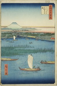 La profondeur de la séparation de la rivière à trois branches (Mitsumata Wakarenofuchi), de la série "Cent vues célèbres d