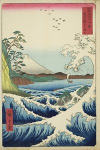 La mer au large de Satta dans la province de Suruga (Suruga Satta kaijo), de la série "Trente-six vues du mont Fuji (Fuji sanjurokkei)" - Utagawa Hiroshige
