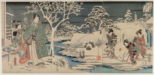 Le jardin enneigé, 1854 - Utagawa Hiroshige