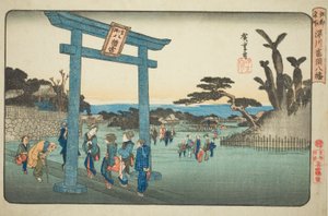 Le sanctuaire Tomigaoka Hachiman à Fukagawa, de la série "Lieux célèbres d