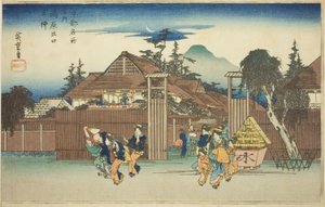 Le saule à la porte du quartier des plaisirs de Shimabara, de la série "Vues célèbres de Kyoto" - Utagawa Hiroshige