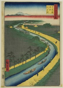 Remorqueurs le long du canal Yotsugidori (Yotsugidori yosui hikifune), tiré de la série "Cent vues célèbres d