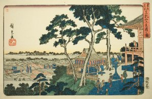 Vue du sommet de la colline Matsuchi (Matsuchiyama ue miharashi no zu), de la série "Lieux célèbres de la capitale orientale (Toto meisho)" - Utagawa Hiroshige