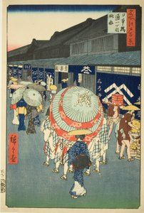 Vue de Nihonbashi Tori-itchome, de la série "Cent vues célèbres d