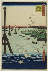 Vue de la baie de Shiba (Shibaura no fukei), tirée de la série "Cent vues célèbres d