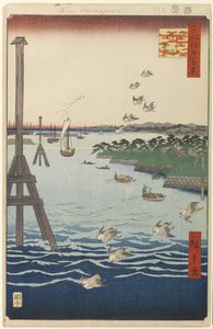 Vue de la côte de Shiba, n° 108 de Cent vues célèbres d