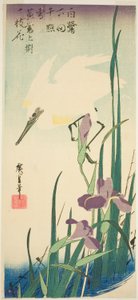 Héron blanc et iris - Utagawa Hiroshige