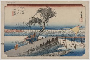 Yokkaichi : Vue de la rivière Mie, de la série Les cinquante-trois stations du Tōkaidō - Utagawa Hiroshige