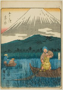 Yoshiwara, de la série "Les Cinquante-trois Stations [du Tokaido] (Gojusan tsugi)," également connue sous le nom de Figure Tokaido (Jinbutsu Tokaido) - Utagawa Hiroshige